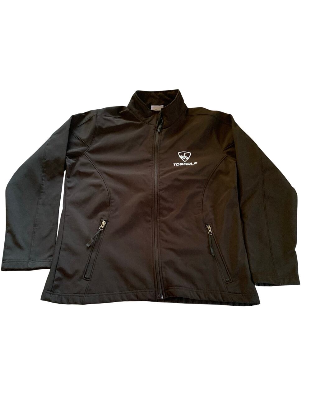 Ladies Top Golf Black Zip Up Jacket Zip Pocket Soft Shell Performance Embroidery